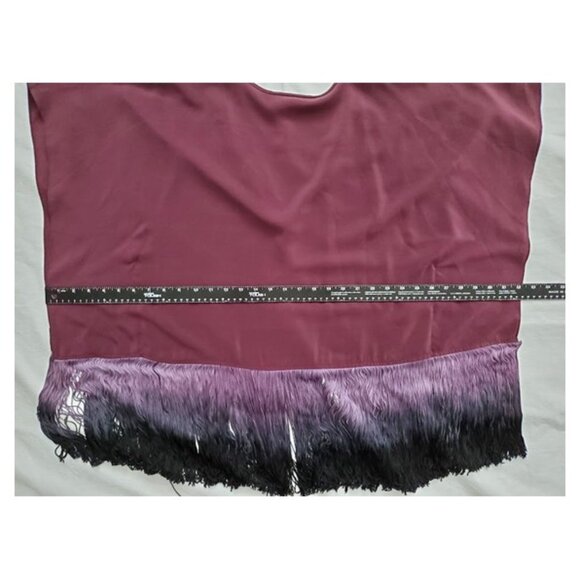 Karina Grimaldi Silk Ombre Handkerchief Fringe Flowy Tunic Top Sz S Boho-Luxe - Picture 9 of 11